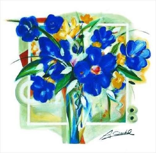 Alfred Gockel Blue Flowers In Vase